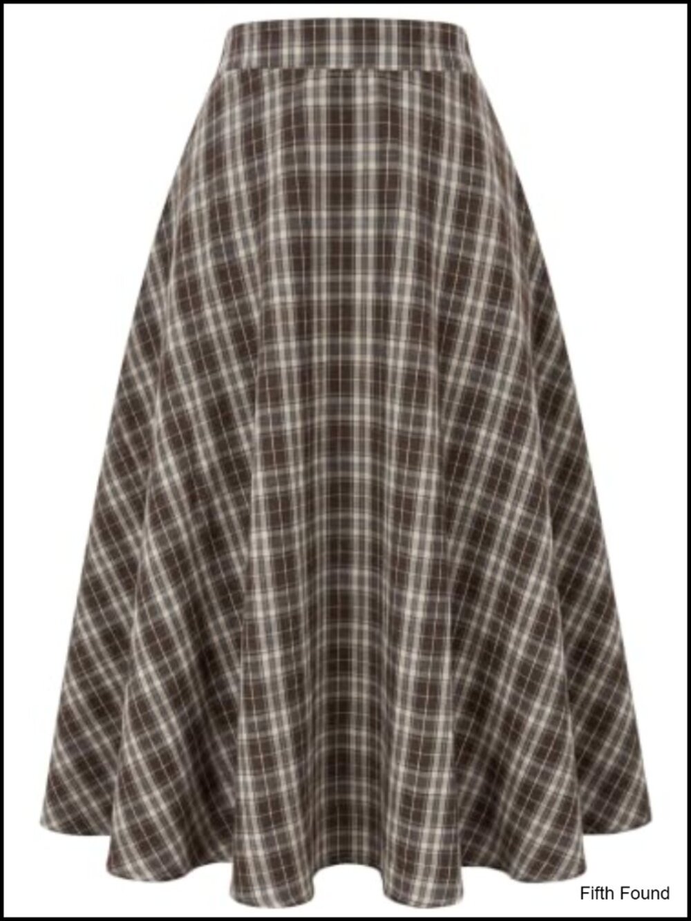 Plaid High Waisted A-Line Midi Skirt with Pockets